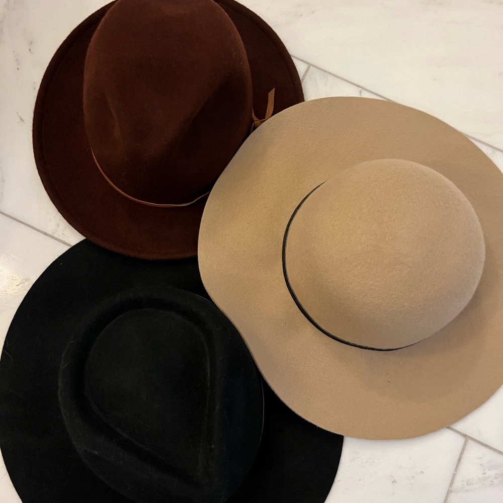 The perfect fall hat trio. All genuine wool hats - gently used. Size medium